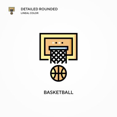 Basketbol vektör ikonu. Modern vektör illüstrasyon kavramları. Düzenlemesi ve kişiselleştirmesi kolay.