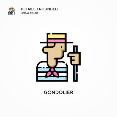 Gondolcu vektör simgesi. Modern vektör illüstrasyon kavramları. Düzenlemesi ve kişiselleştirmesi kolay.