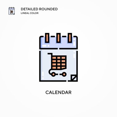 Takvim vektör simgesi. Modern vektör illüstrasyon kavramları. Düzenlemesi ve kişiselleştirmesi kolay.