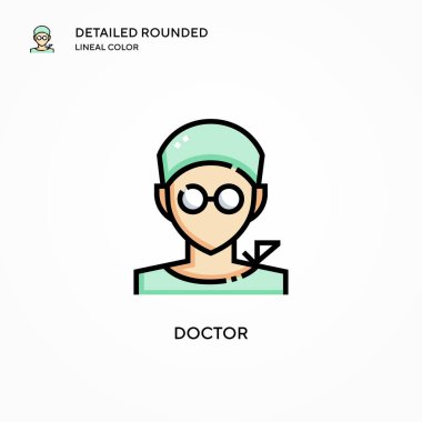 Doktor vektör simgesi. Modern vektör illüstrasyon kavramları. Düzenlemesi ve kişiselleştirmesi kolay.