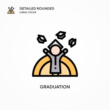 Mezuniyet vektör simgesi. Modern vektör illüstrasyon kavramları. Düzenlemesi ve kişiselleştirmesi kolay.
