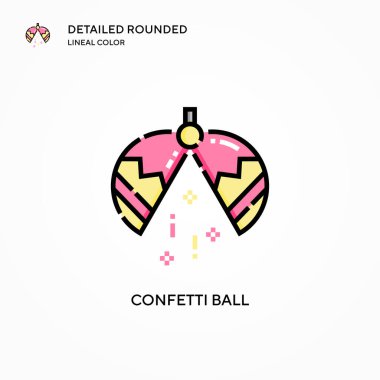 Konfeti topu vektör simgesi. Modern vektör illüstrasyon kavramları. Düzenlemesi ve kişiselleştirmesi kolay.