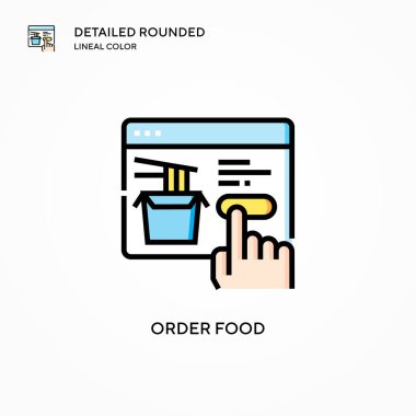 Yemek vektör ikonu sipariş et. Modern vektör illüstrasyon kavramları. Düzenlemesi ve kişiselleştirmesi kolay.