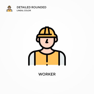 İşçi vektör simgesi. Modern vektör illüstrasyon kavramları. Düzenlemesi ve kişiselleştirmesi kolay.