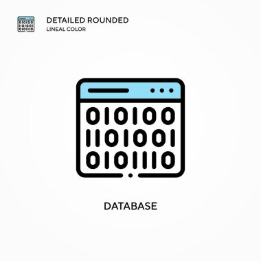 Veritabanı vektör simgesi. Modern vektör illüstrasyon kavramları. Düzenlemesi ve kişiselleştirmesi kolay.