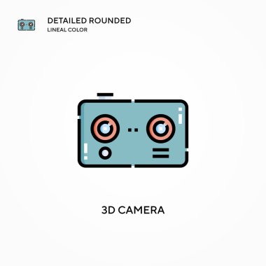 3d kamera vektör simgesi. Modern vektör illüstrasyon kavramları. Düzenlemesi ve kişiselleştirmesi kolay.