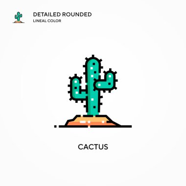 Kaktüs vektör simgesi. Modern vektör illüstrasyon kavramları. Düzenlemesi ve kişiselleştirmesi kolay.