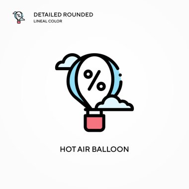 Sıcak hava balonu vektör simgesi. Modern vektör illüstrasyon kavramları. Düzenlemesi ve kişiselleştirmesi kolay.