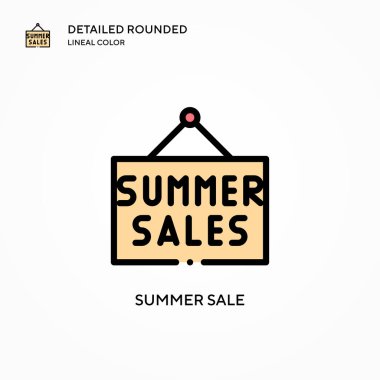 Yaz satış vektör simgesi. Modern vektör illüstrasyon kavramları. Düzenlemesi ve kişiselleştirmesi kolay.