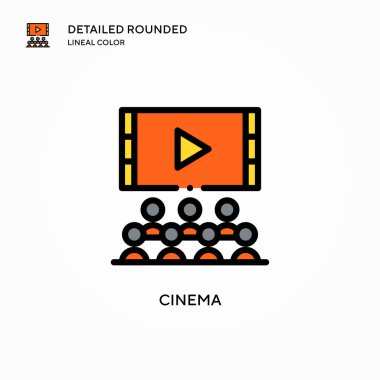 Sinema vektör simgesi. Modern vektör illüstrasyon kavramları. Düzenlemesi ve kişiselleştirmesi kolay.
