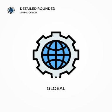 Küresel vektör simgesi. Modern vektör illüstrasyon kavramları. Düzenlemesi ve kişiselleştirmesi kolay.