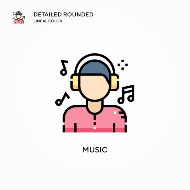 Müzik vektörü simgesi. Modern vektör illüstrasyon kavramları. Düzenlemesi ve kişiselleştirmesi kolay.