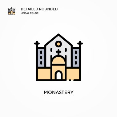 Manastır vektör simgesi. Modern vektör illüstrasyon kavramları. Düzenlemesi ve kişiselleştirmesi kolay.