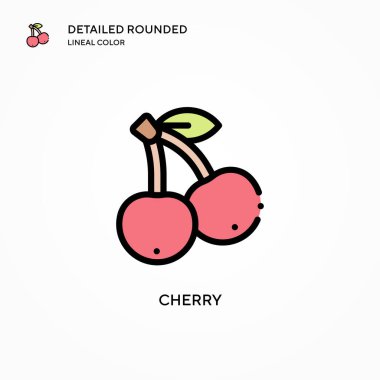 Kiraz vektör simgesi. Modern vektör illüstrasyon kavramları. Düzenlemesi ve kişiselleştirmesi kolay.
