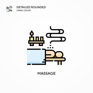 Masaj vektör simgesi. Modern vektör illüstrasyon kavramları. Düzenlemesi ve kişiselleştirmesi kolay.