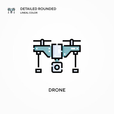 Drone vektör simgesi. Modern vektör illüstrasyon kavramları. Düzenlemesi ve kişiselleştirmesi kolay.