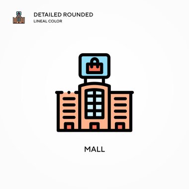 Alışveriş merkezi vektör simgesi. Modern vektör illüstrasyon kavramları. Düzenlemesi ve kişiselleştirmesi kolay.