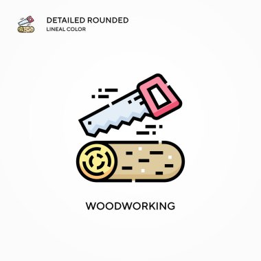 Woodworking vektör simgesi. Modern vektör illüstrasyon kavramları. Düzenlemesi ve kişiselleştirmesi kolay.