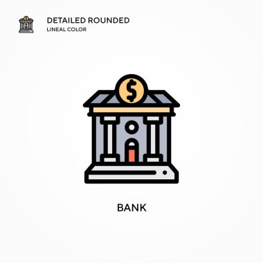 Banka vektör simgesi. Modern vektör illüstrasyon kavramları. Düzenlemesi ve kişiselleştirmesi kolay.