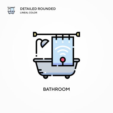 Banyo vektör simgesi. Modern vektör illüstrasyon kavramları. Düzenlemesi ve kişiselleştirmesi kolay.