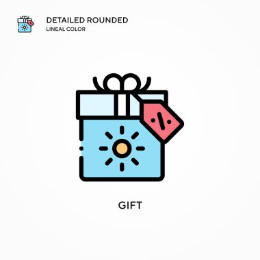 Hediye vektör simgesi. Modern vektör illüstrasyon kavramları. Düzenlemesi ve kişiselleştirmesi kolay.