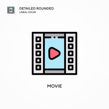 Film vektör simgesi. Modern vektör illüstrasyon kavramları. Düzenlemesi ve kişiselleştirmesi kolay.