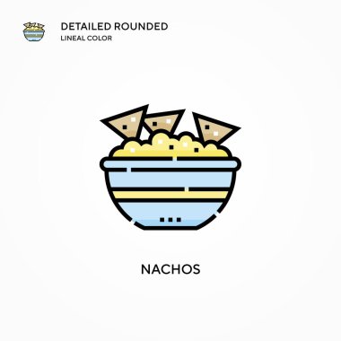 Nachos vektör simgesi. Modern vektör illüstrasyon kavramları. Düzenlemesi ve kişiselleştirmesi kolay.