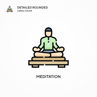 Meditasyon vektör simgesi. Modern vektör illüstrasyon kavramları. Düzenlemesi ve kişiselleştirmesi kolay.