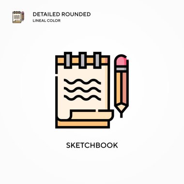 Çizim kitabı vektör simgesi. Modern vektör illüstrasyon kavramları. Düzenlemesi ve kişiselleştirmesi kolay.