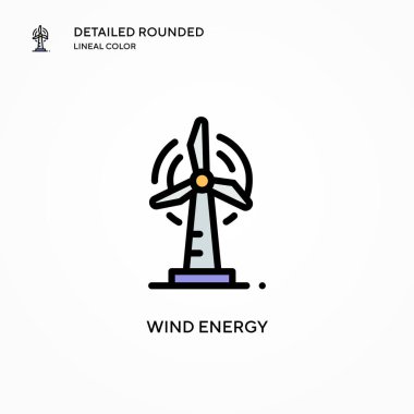 Rüzgar enerjisi vektör simgesi. Modern vektör illüstrasyon kavramları. Düzenlemesi ve kişiselleştirmesi kolay.