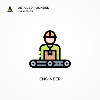 Mühendis vektör simgesi. Modern vektör illüstrasyon kavramları. Düzenlemesi ve kişiselleştirmesi kolay.