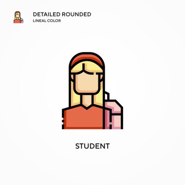 Öğrenci vektör simgesi. Modern vektör illüstrasyon kavramları. Düzenlemesi ve kişiselleştirmesi kolay.