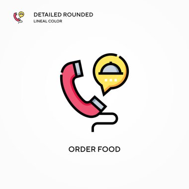 Yemek vektör ikonu sipariş et. Modern vektör illüstrasyon kavramları. Düzenlemesi ve kişiselleştirmesi kolay.