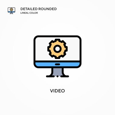 Video vektör simgesi. Modern vektör illüstrasyon kavramları. Düzenlemesi ve kişiselleştirmesi kolay.