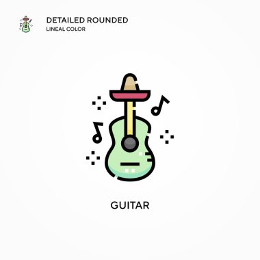 Gitar vektör simgesi. Modern vektör illüstrasyon kavramları. Düzenlemesi ve kişiselleştirmesi kolay.