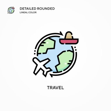 Seyahat vektör simgesi. Modern vektör illüstrasyon kavramları. Düzenlemesi ve kişiselleştirmesi kolay.