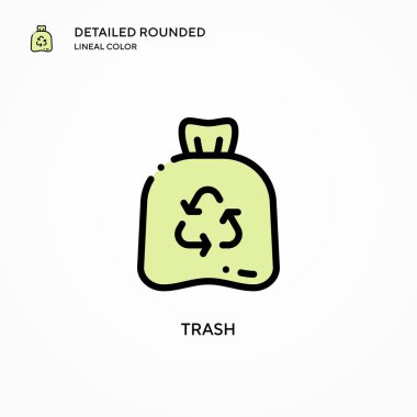 Çöp vektörü simgesi. Modern vektör illüstrasyon kavramları. Düzenlemesi ve kişiselleştirmesi kolay.