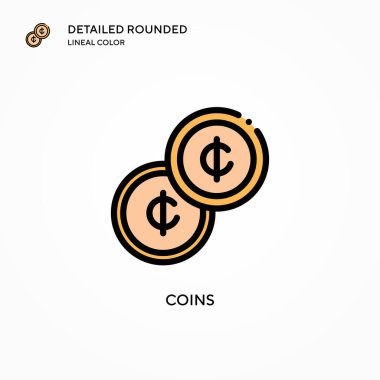 Madeni para vektör simgesi. Modern vektör illüstrasyon kavramları. Düzenlemesi ve kişiselleştirmesi kolay.