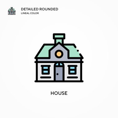 Ev vektör simgesi. Modern vektör illüstrasyon kavramları. Düzenlemesi ve kişiselleştirmesi kolay.