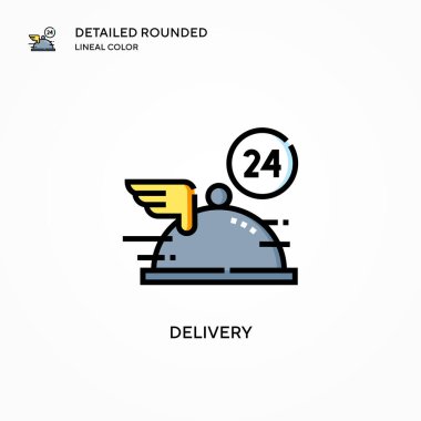 Teslimat vektör simgesi. Modern vektör illüstrasyon kavramları. Düzenlemesi ve kişiselleştirmesi kolay.