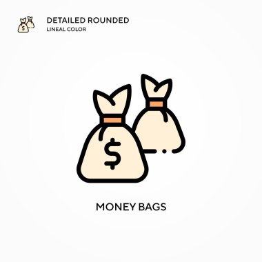 Para torbaları vektör simgesi. Modern vektör illüstrasyon kavramları. Düzenlemesi ve kişiselleştirmesi kolay.