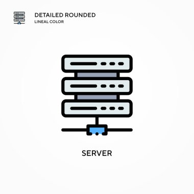 Sunucu vektör simgesi. Modern vektör illüstrasyon kavramları. Düzenlemesi ve kişiselleştirmesi kolay.