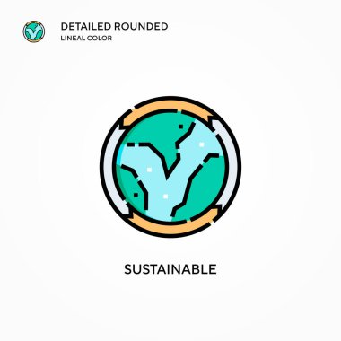 Sürdürülebilir vektör simgesi. Modern vektör illüstrasyon kavramları. Düzenlemesi ve kişiselleştirmesi kolay.