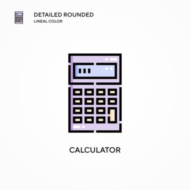 Hesap makinesi vektör simgesi. Modern vektör illüstrasyon kavramları. Düzenlemesi ve kişiselleştirmesi kolay.
