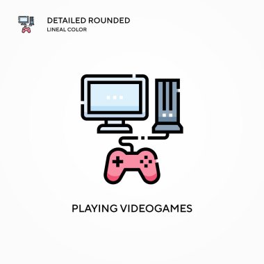 Video oyunları vektör simgesi oynanıyor. Modern vektör illüstrasyon kavramları. Düzenlemesi ve kişiselleştirmesi kolay.
