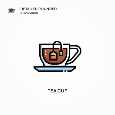 Çay fincanı vektör simgesi. Modern vektör illüstrasyon kavramları. Düzenlemesi ve kişiselleştirmesi kolay.