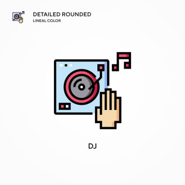 DJ vektör simgesi. Modern vektör illüstrasyon kavramları. Düzenlemesi ve kişiselleştirmesi kolay.