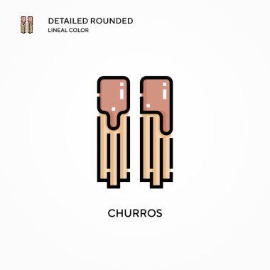 Churros vektör ikonu. Modern vektör illüstrasyon kavramları. Düzenlemesi ve kişiselleştirmesi kolay.