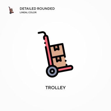 Trolley vektör simgesi. Modern vektör illüstrasyon kavramları. Düzenlemesi ve kişiselleştirmesi kolay.