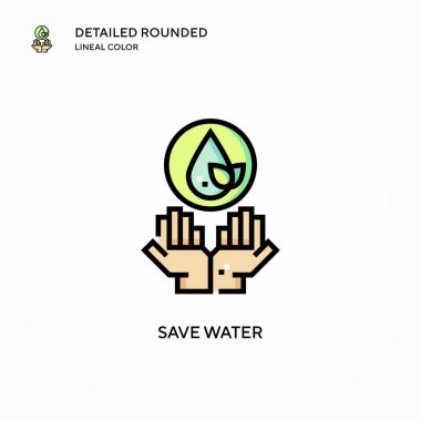 Su vektör simgesini kaydet. Modern vektör illüstrasyon kavramları. Düzenlemesi ve kişiselleştirmesi kolay.